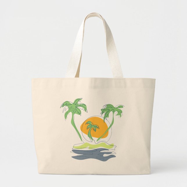 Bolso De Tela Gigante El paisaje de las playas de las islas tropicales.  (Frente)