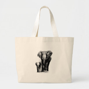Bolso De Tela Gigante Elefante BW y elefante bebé