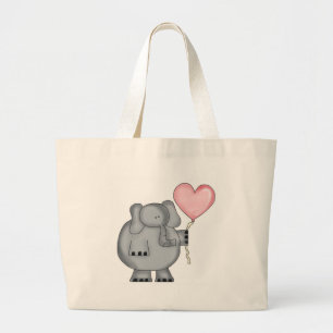Bolso De Tela Gigante Elefante con el globo del corazón