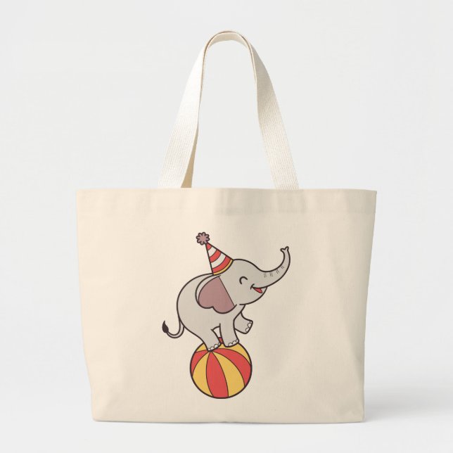 Bolso De Tela Gigante Elefante de Circo Cuto en la bola - Fiesta de cump (Frente)