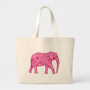 Bolso De Tela Gigante Elefante de las flores - rosa fucsia