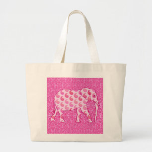 Bolso De Tela Gigante elefante de paisley - rosa hielo y fucsia
