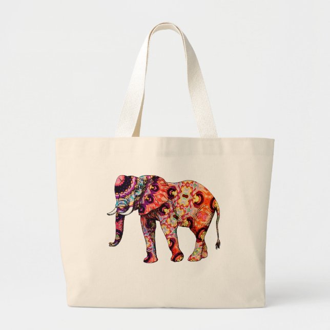 Bolso De Tela Gigante Elefante multicolor (Frente)