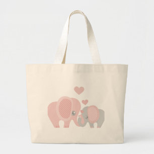 Bolso De Tela Gigante Elefante rosado de la niña hermosa