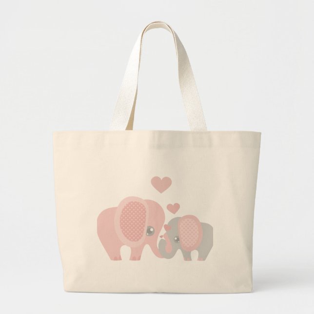 Bolso De Tela Gigante Elefante rosado de la niña hermosa (Frente)