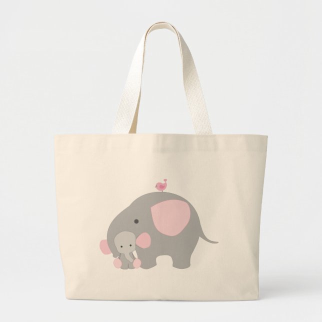 Bolso De Tela Gigante Elefante rosado de la niña hermosa (Frente)