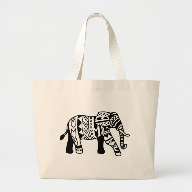 Bolso De Tela Gigante Elefante tribal caminante (Frente)