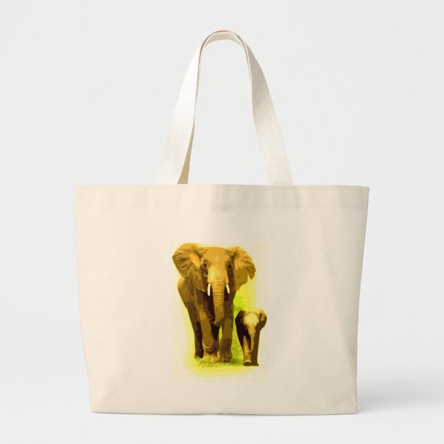 Bolso De Tela Gigante Elefante y Elefante Infantil caminando (Frente)