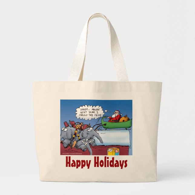 Bolso De Tela Gigante Elefantes de Santas Personalizados navideñas diver (Frente)