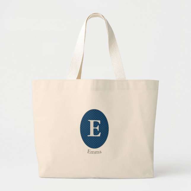 Bolso De Tela Gigante Elegant Blue Personalized Monogram (Frente)