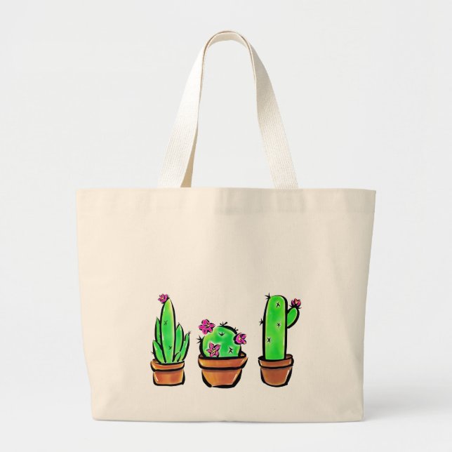 Bolso De Tela Gigante Elegante boho Cactus cacti succulents (Frente)