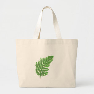 Bolso De Tela Gigante Elegante color de agua verde helechos hojas de bos