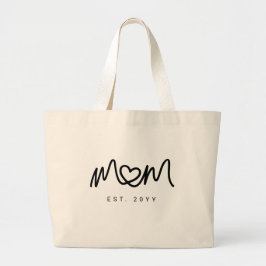 Bolso De Tela Gigante Elegante Corazón de Escritura Negra Nueva Mamá Est