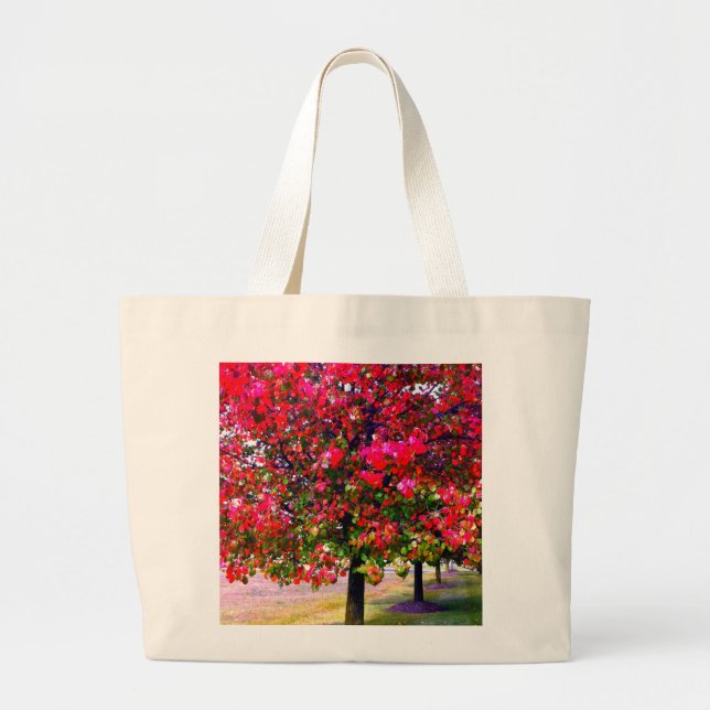 Bolso De Tela Gigante Elegante otoño árboles impresionistas rosados de o (Frente)