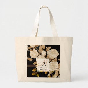 Bolso De Tela Gigante Elegante Rosa Monograma Negro