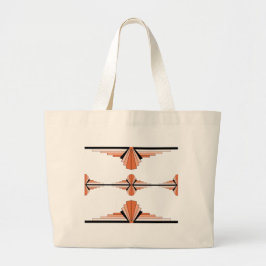 Bolso De Tela Gigante Elementos Art Deco en naranja pastel