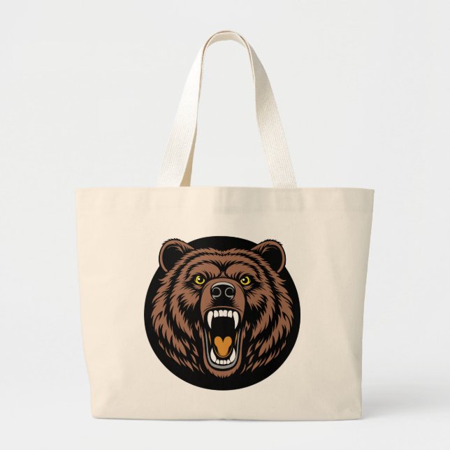 Bolso De Tela Gigante Emblema de Poder del Oso Rugiente (Frente)