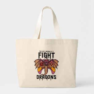 Bolso De Tela Gigante En mi mundo lucho contra los dragones
