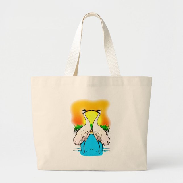 Bolso De Tela Gigante Enamorándose de las grullas (Frente)