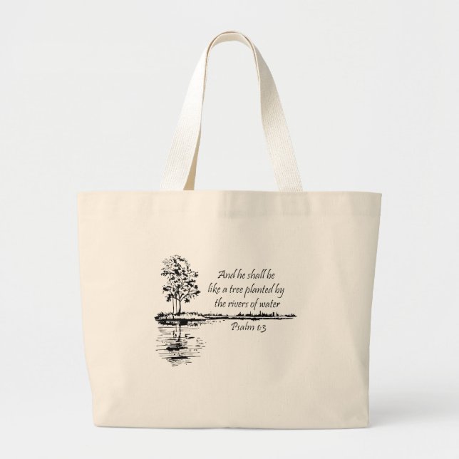 Bolso De Tela Gigante Encouraging Scripture Psalm 1:3  (Frente)