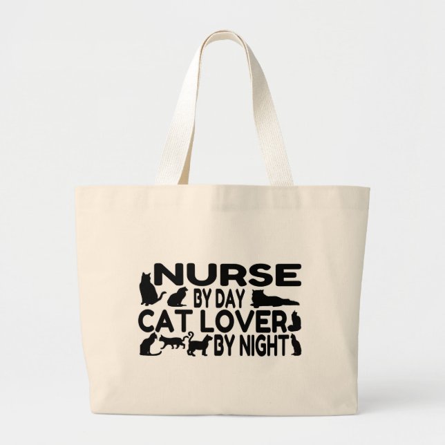 Bolso De Tela Gigante Enfermera Cat Lover (Frente)
