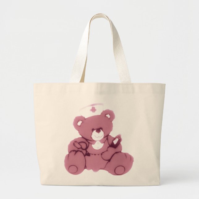 Bolso De Tela Gigante Enfermera De Oso De Teddy En Rosa (Frente)