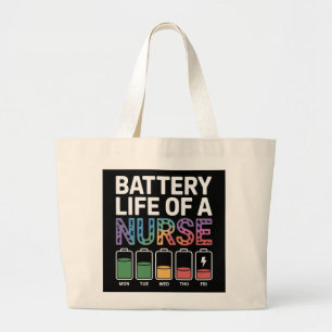 Bolso De Tela Gigante Enfermera Divertida Frase Vida de Batería Colorido