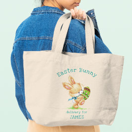 Bolso De Tela Gigante Entrega de conejo de Pascua Nombre Personalizado /