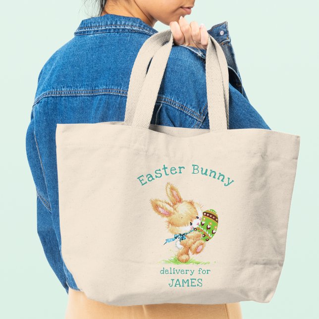 Bolso De Tela Gigante Entrega de conejo de Pascua Nombre Personalizado / (Subido por el creador)