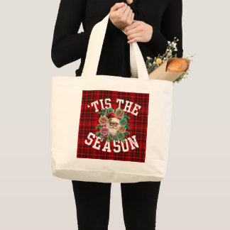 Bolso De Tela Gigante es la temporada santa claus flor floral vacaciones