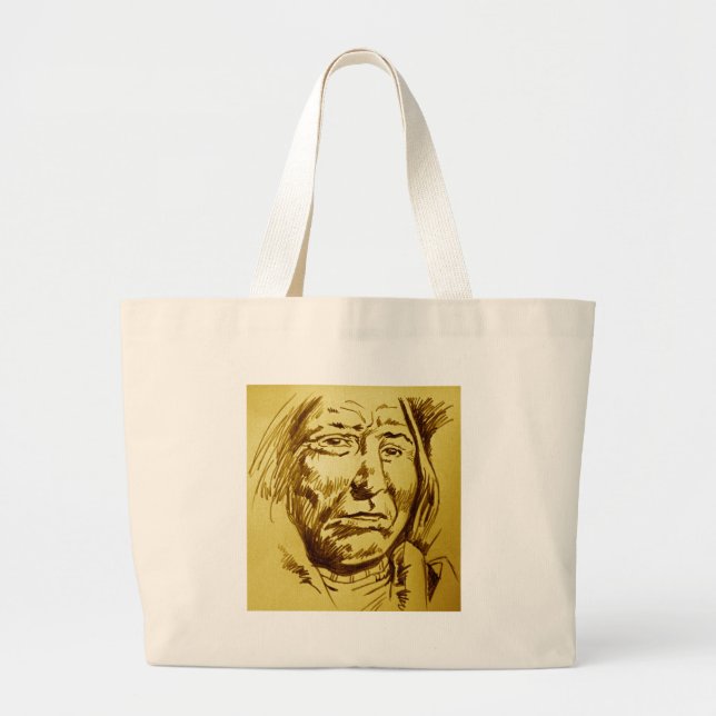 Bolso De Tela Gigante Esbozo de lápiz principal indio (Frente)