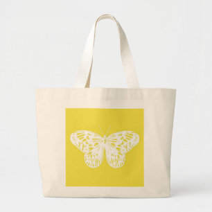 Bolso De Tela Gigante Esbozo de mariposa, oro de mostaza y blanco