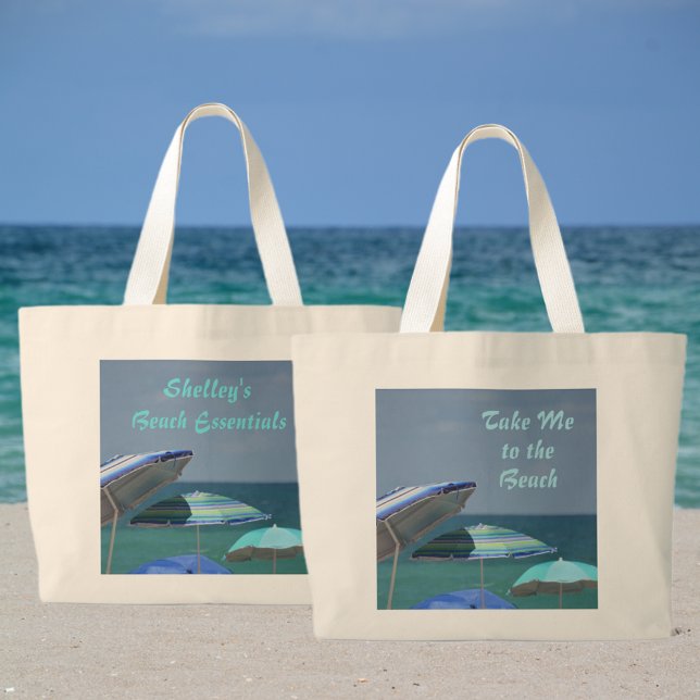 Bolso De Tela Gigante Esencias de playa de Umbrellas Tropical Blue Seasc (Subido por el creador)