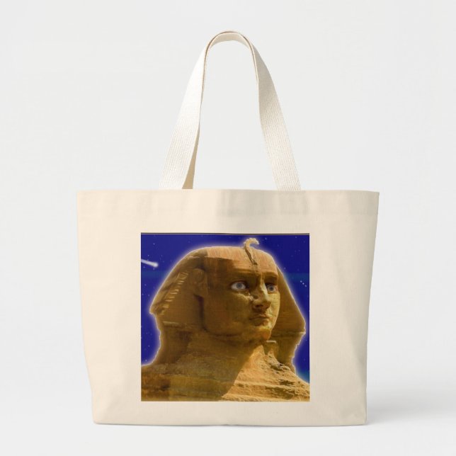 Bolso De Tela Gigante Esfinge egipcio antiguo en diseño de arte de Giza (Frente)