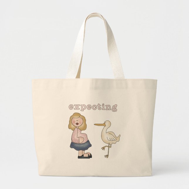 Bolso De Tela Gigante Esperando bebé - Camisetas de cigüeña y regalos (Frente)