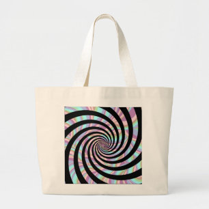 Bolso De Tela Gigante Espirales multicolor - negro