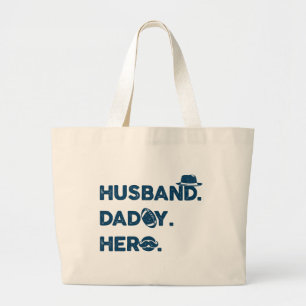 Bolso De Tela Gigante  Esposo.Papá. Héroe. Gráfico retro