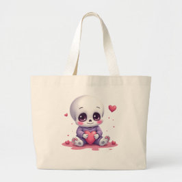 Bolso De Tela Gigante Esqueleto Kawaii Sosteniendo Corazón