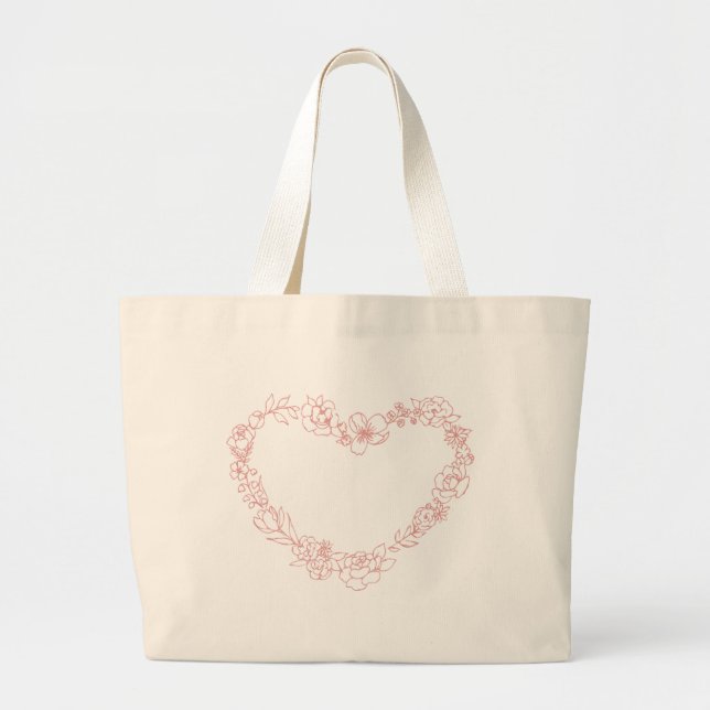 Bolso De Tela Gigante Esquema cardíaco floral Tote Bag (Frente)