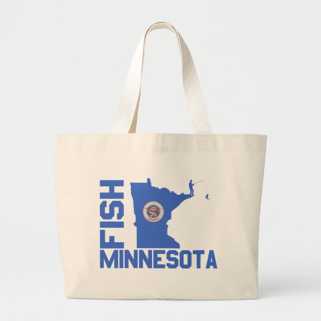 Bolso De Tela Gigante Esquema de estado de Pescado Minnesota (Frente)