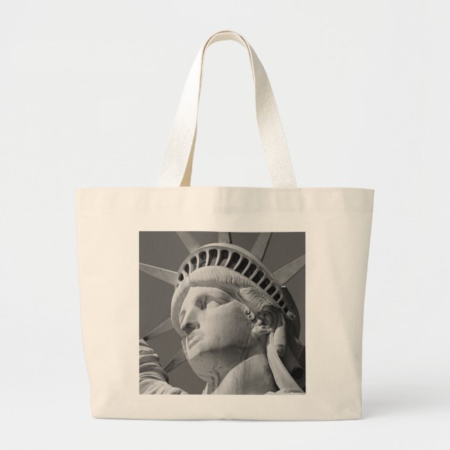 Bolso De Tela Gigante Estatua de la libertad en blanco y negro (Frente)