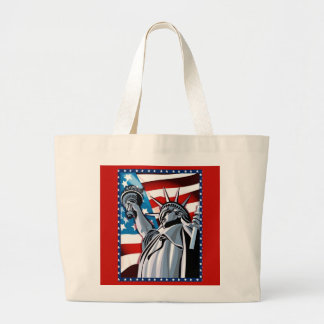 Bolso De Tela Gigante Estatua de la libertad y de la bandera americana