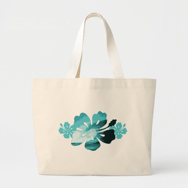 Bolso De Tela Gigante Estilo de surf hibiscus (Frente)