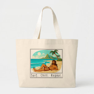 Bolso De Tela Gigante Estilo de vida: Surfear. Relajarse. Repetir.
