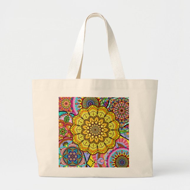 Bolso De Tela Gigante Estilo Mandala (Frente)
