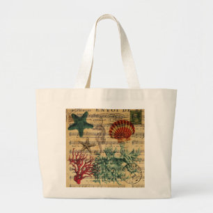 Bolso De Tela Gigante estrellas de mar coralinas costeras tropicales
