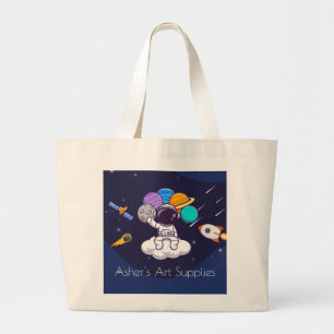 Bolso De Tela Gigante Etiqueta personalizada y astronauta espacial lindo