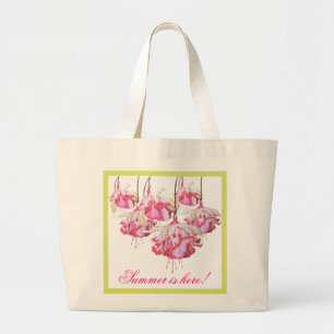 Bolso De Tela Gigante Exóticas Fuchsias en un gran Tote