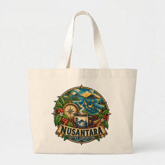 Bolso De Tela Gigante Expedición de Café Nusantara Arte Indonesio Vintag