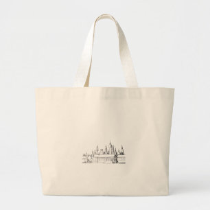 Bolso De Tela Gigante fabulosa ciudad . arte . negro y blanco